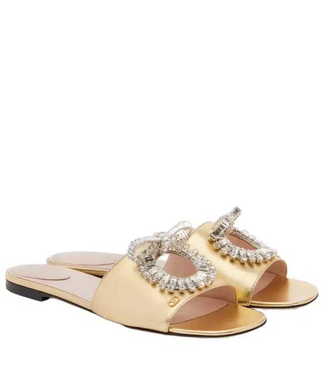 Valentino Garavani Adamantine embellished leather slides
