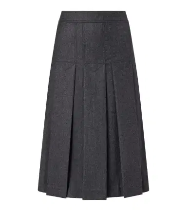 Prada Pleated virgin wool flannel midi skirt | Thumbnail 1