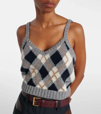 Prada Argyle cashmere crop top | Thumbnail 2