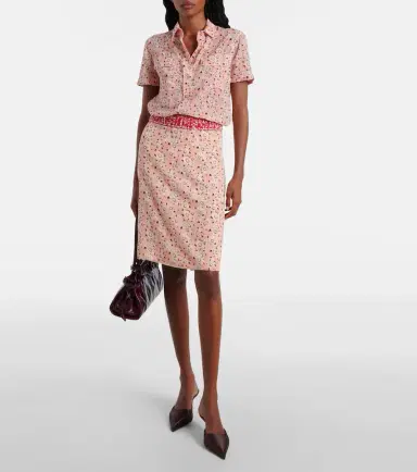 Prada Floral silk-blend pencil skirt | Thumbnail 2