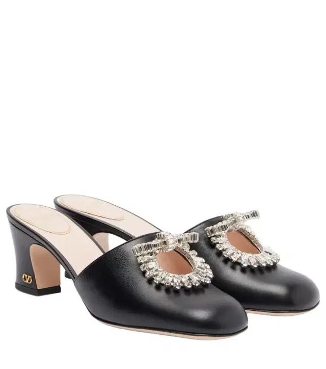 Valentino Garavani Adamantine 60 embellished leather mules