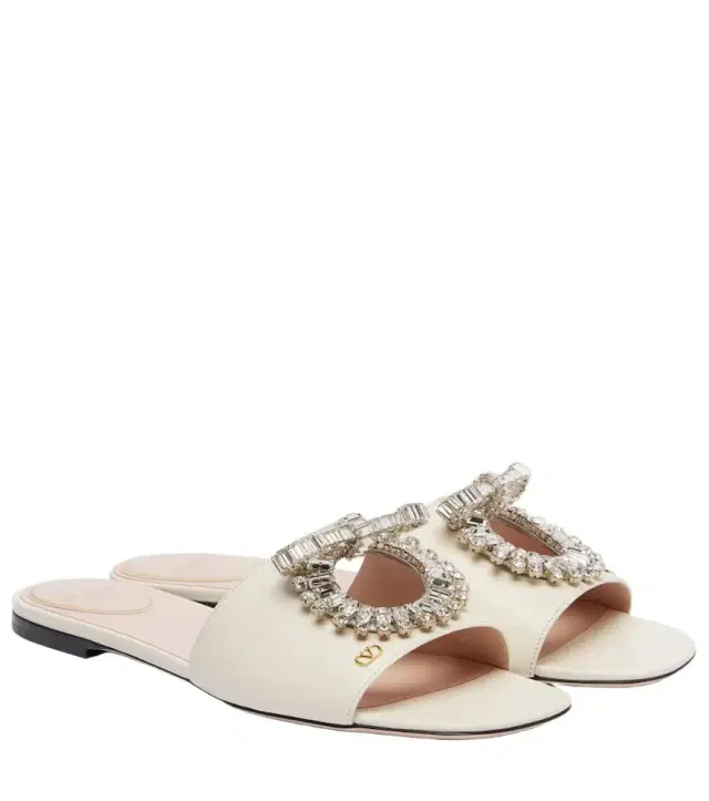 Valentino Garavani Adamantine embellished leather slides