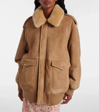 Prada Shearling-trimmed suede jacket | Thumbnail 6