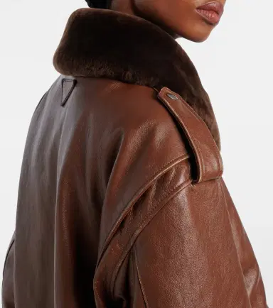 Prada Shearling-trimmed leather bomber jacket | Thumbnail 7