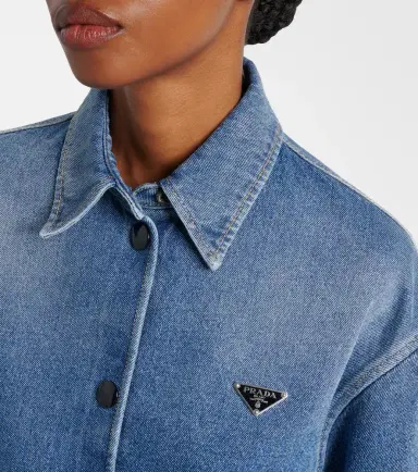 Prada Logo cropped denim shirt | Thumbnail 3 Prada Logo cropped denim shirt | Thumbnail 3