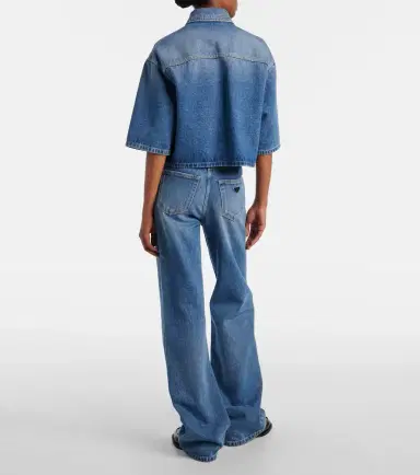 Prada Logo cropped denim shirt | Thumbnail 5 Prada Logo cropped denim shirt | Thumbnail 5