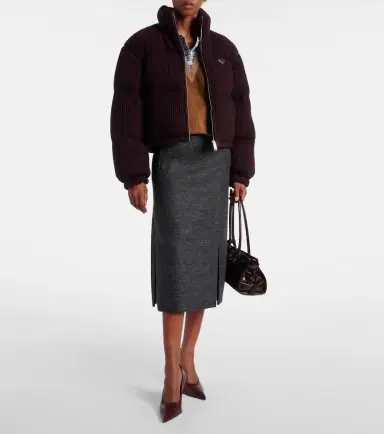 Prada Cropped wool and cashmere down jacket | Thumbnail 2 Prada Cropped wool and cashmere down jacket | Thumbnail 2