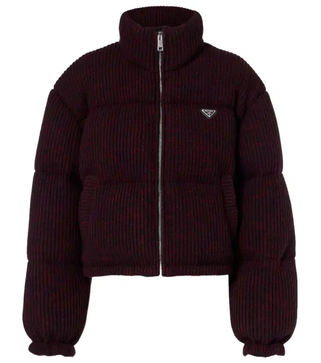 Cropped wool and cashmere down jacket