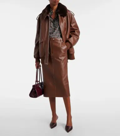 Prada Leather pencil skirt | Thumbnail 3