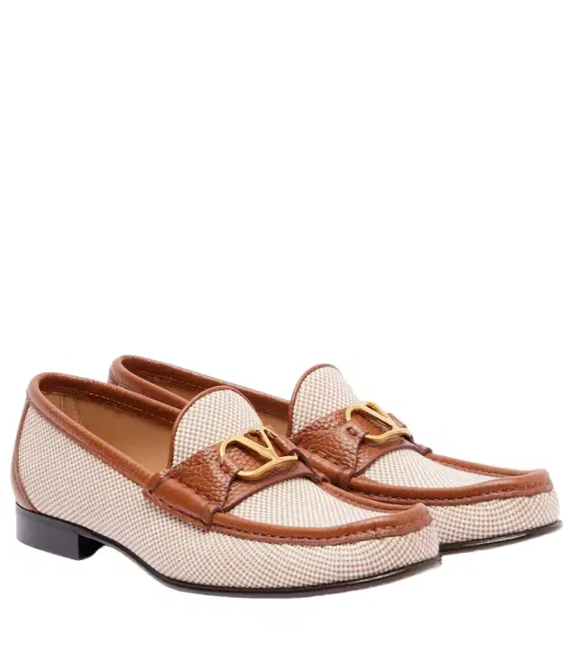 Valentino Garavani VLogo leather-trimmed canvas loafers