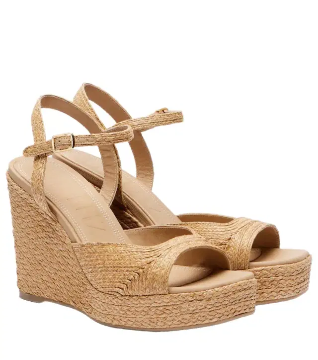 Souliers Martinez Summer raffia espadrille wedges