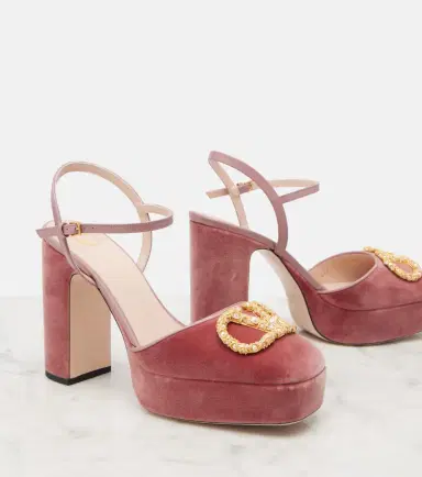 Valentino Garavani VLogo 115 velvet platform pumps | Thumbnail 2