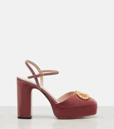 Valentino Garavani VLogo 115 velvet platform pumps | Thumbnail 4
