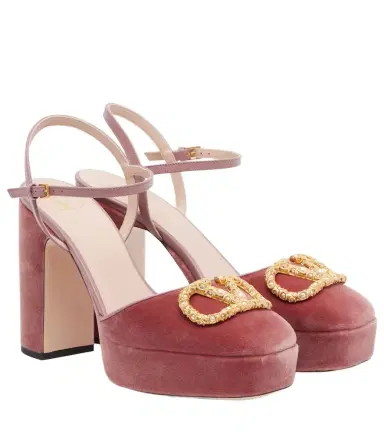 Valentino Garavani VLogo 115 velvet platform pumps | Thumbnail 1