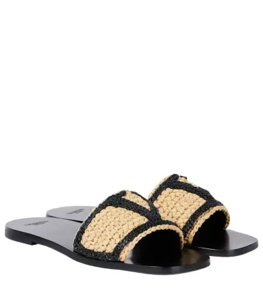 Valentino Garavani Viva Superstar embroidered crochet slides | Thumbnail 1