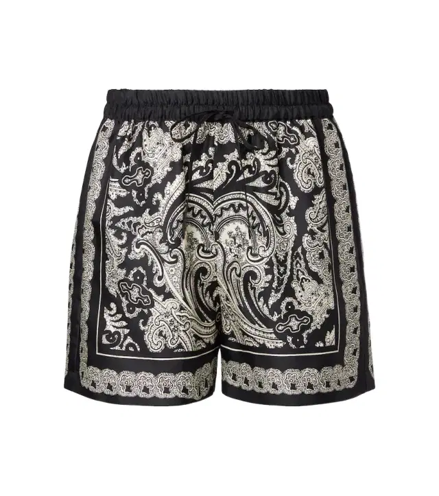 Nili Lotan Frances paisley silk twill shorts
