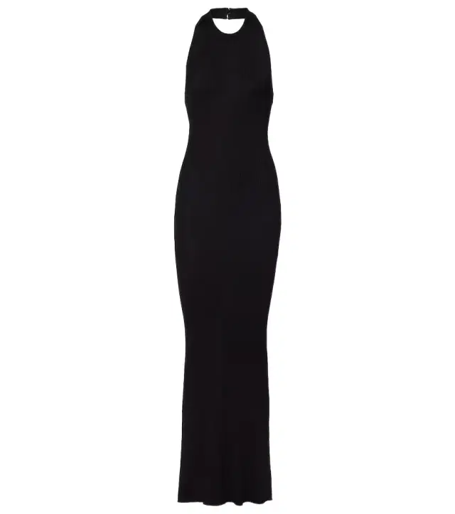 Ribbed-knit halterneck maxi dress