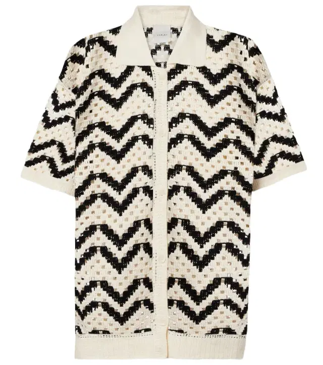 Varley Anais crochet cotton polo shirt
