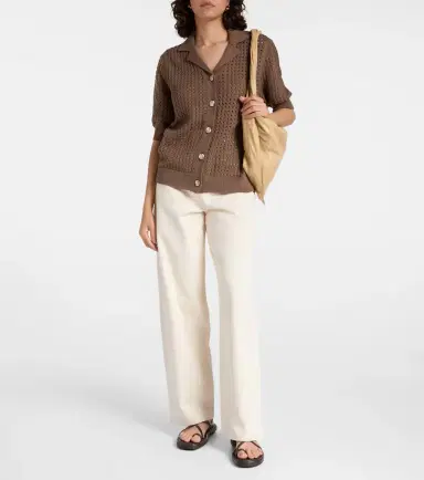 Varley Ellie open-knit cotton shirt | Thumbnail 3