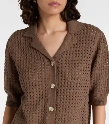 Varley Ellie open-knit cotton shirt | Thumbnail 4