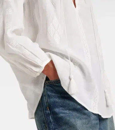 Nili Lotan Embroidered ramie blouse | Thumbnail 2