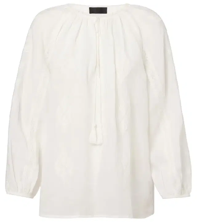 Nili Lotan Embroidered ramie blouse