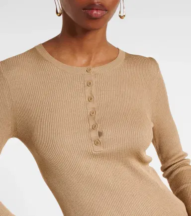 Nili Lotan Kyrie ribbed-knit silk Henley shirt | Thumbnail 2 Nili Lotan Kyrie ribbed-knit silk Henley shirt | Thumbnail 2
