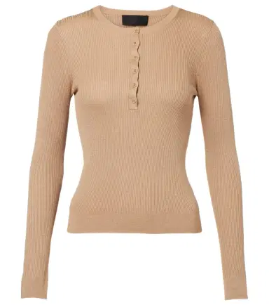Nili Lotan Kyrie ribbed-knit silk Henley shirt | Thumbnail 1 Nili Lotan Kyrie ribbed-knit silk Henley shirt | Thumbnail 1