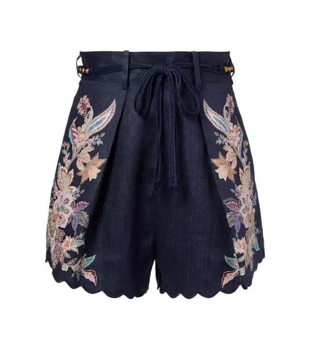 Zimmermann Rhiannon paisley embroidered linen shorts