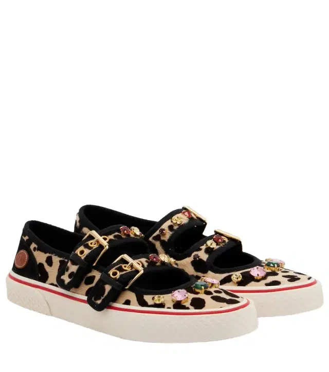 Valentino Garavani Dollyboard embellished calf hair sneakers
