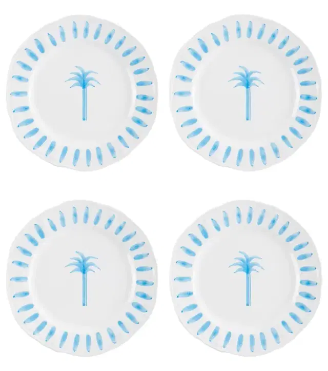 LES OTTOMANS Palm set of 4 ceramic dinner plates