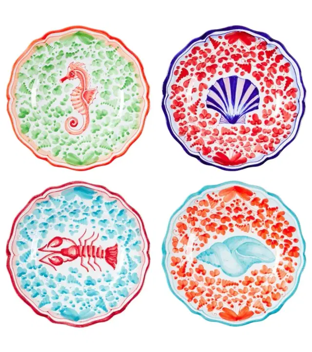 LES OTTOMANS Dots set of 4 ceramic dinner plates
