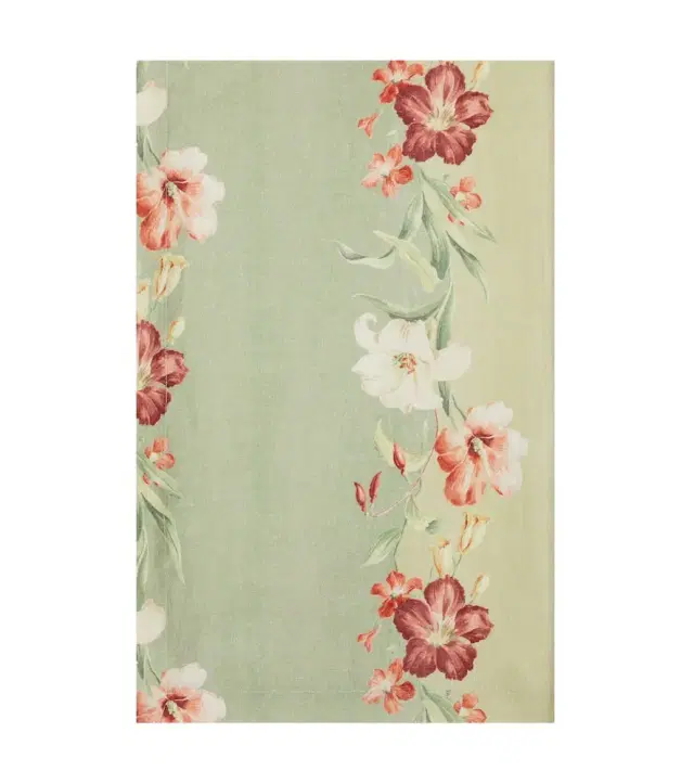 Cabana Ibiscus floral striped linen tablecloth