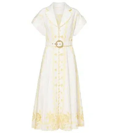 Zimmermann Lucky embroidered linen midi dress | Thumbnail 1 Zimmermann Lucky embroidered linen midi dress | Thumbnail 1