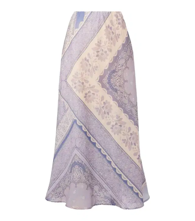 Lucky printed linen skirt