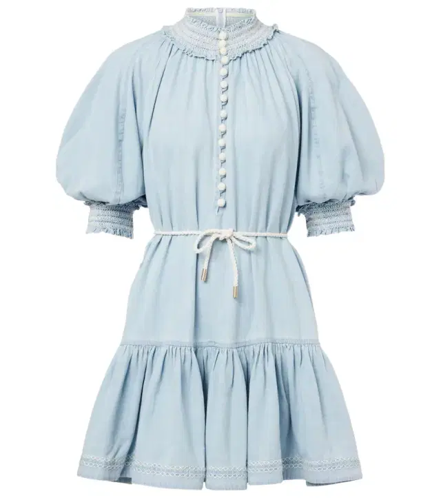 Zimmermann Ascension ruffled denim minidress