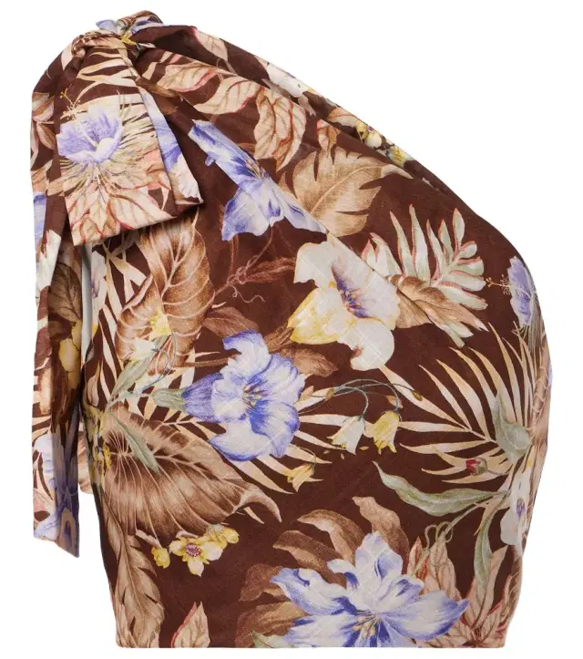 Zimmermann Coco floral one-shoulder cotton top
