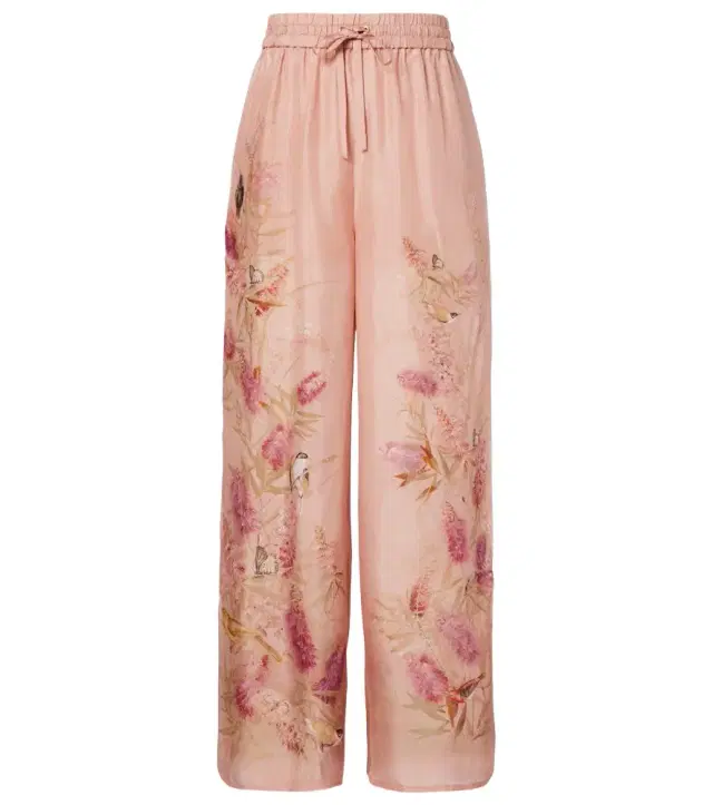 Cascadian floral silk wide-leg pants