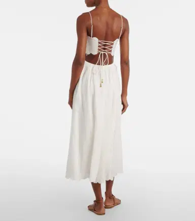 Zimmermann Rhiannon scalloped linen midi dress | Thumbnail 4 Zimmermann Rhiannon scalloped linen midi dress | Thumbnail 4