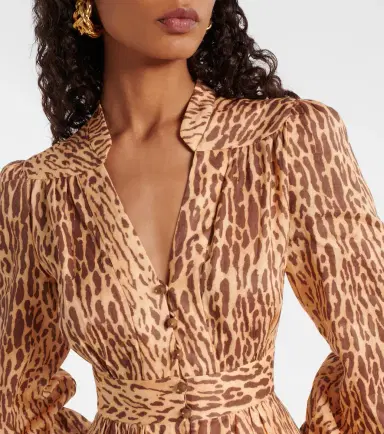 Zimmermann Cascadian leopard-print linen midi dress | Thumbnail 3 Zimmermann Cascadian leopard-print linen midi dress | Thumbnail 3
