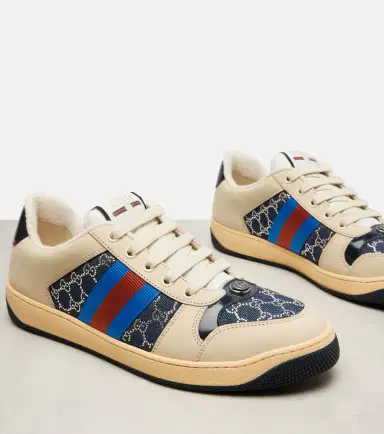 Gucci Screener GG leather-trimmed denim sneakers | Thumbnail 2 Gucci Screener GG leather-trimmed denim sneakers | Thumbnail 2