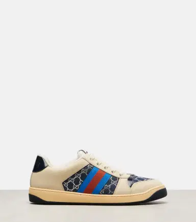 Gucci Screener GG leather-trimmed denim sneakers | Thumbnail 3 Gucci Screener GG leather-trimmed denim sneakers | Thumbnail 3