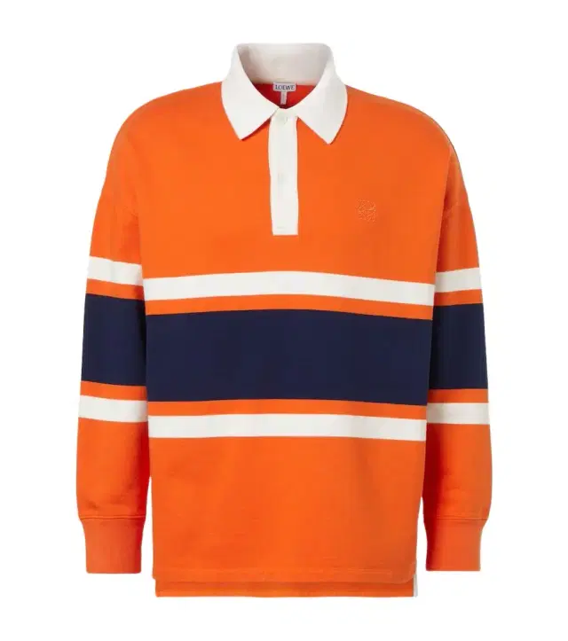 Loewe Striped cotton fleece polo sweater