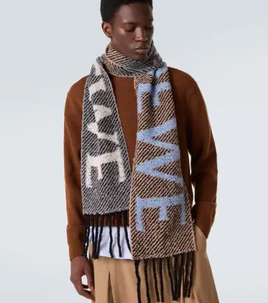 Loewe Fringed logo alpaca and wool-blend scarf | Thumbnail 2