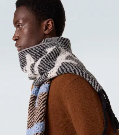 Loewe Fringed logo alpaca and wool-blend scarf | Thumbnail 3