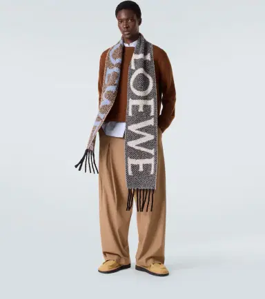 Loewe Fringed logo alpaca and wool-blend scarf | Thumbnail 4