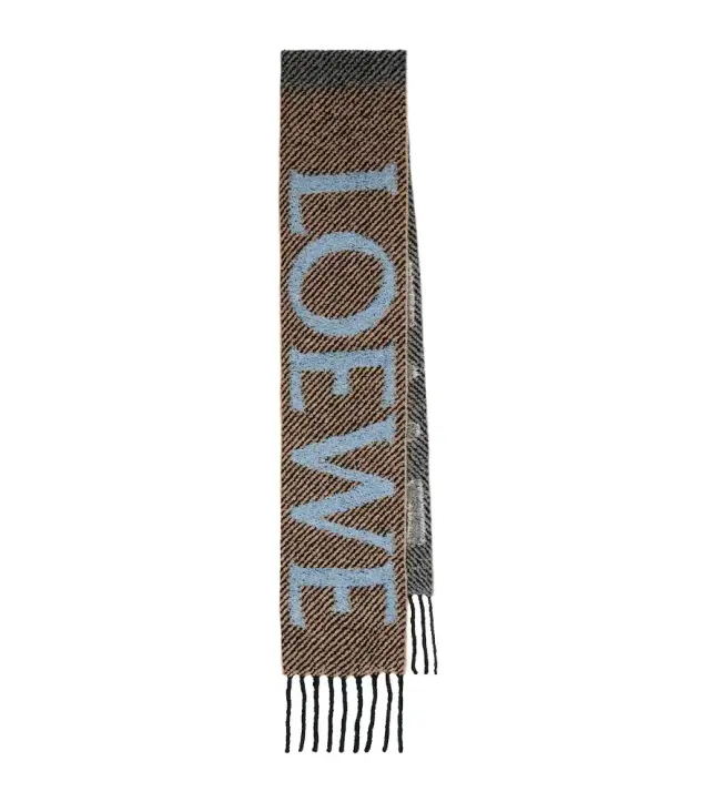 Loewe Fringed logo alpaca and wool-blend scarf