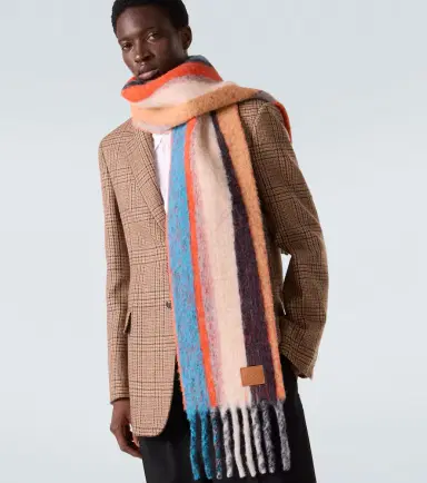Loewe Fringed striped alpaca-blend scarf | Thumbnail 2