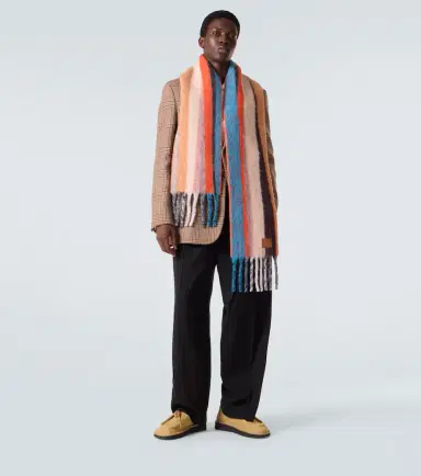 Loewe Fringed striped alpaca-blend scarf | Thumbnail 4