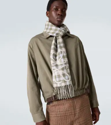 Loewe Anagram checked silk and cashmere scarf | Thumbnail 2 Loewe Anagram checked silk and cashmere scarf | Thumbnail 2